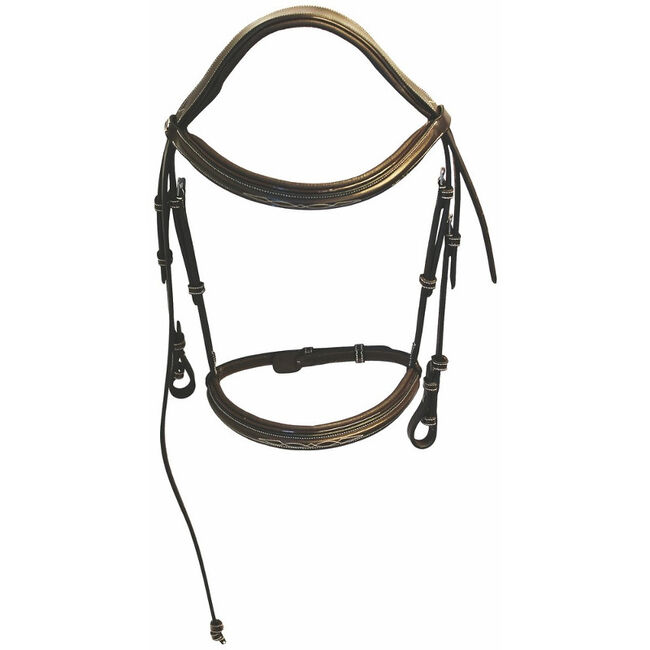 Henri de Rivel Pro Mono Crown Fancy Bridle with Patent Leather Piping Havana image number null