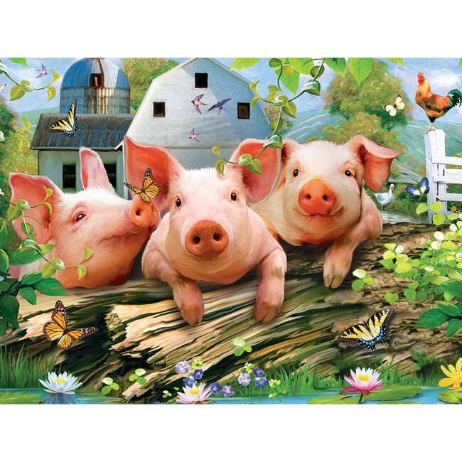 Green Acres EZ Grip Linen Textured Puzzle - "Three Lil Pigs" image number null