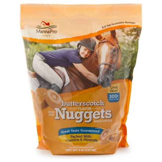 Manna Pro Bite-Size Nuggets Butterscotch Flavor Horse Treats, 4-lb Bag image number null