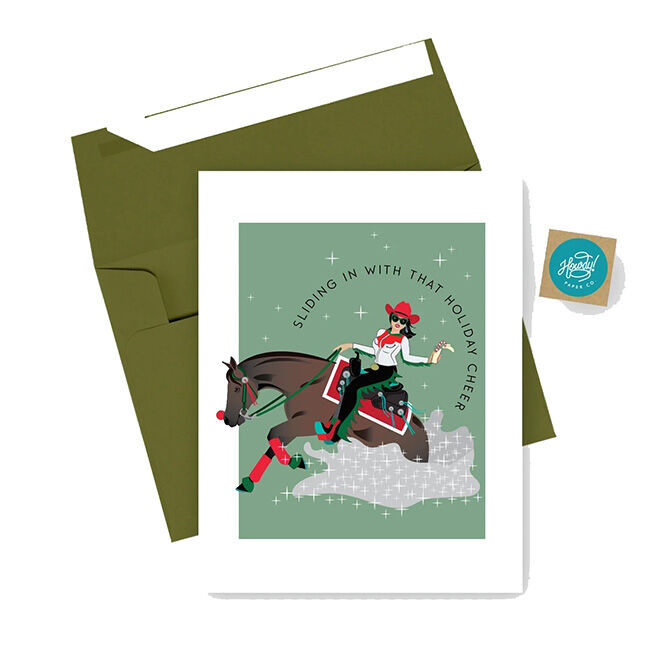 Hunt Seat Paper Co. Christmas Card - Sliding In image number null