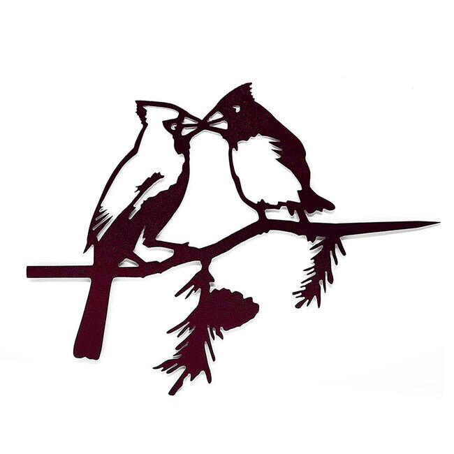 Metal Mazing Tree Art - Handmade in NH - Kissing Cardinals image number null