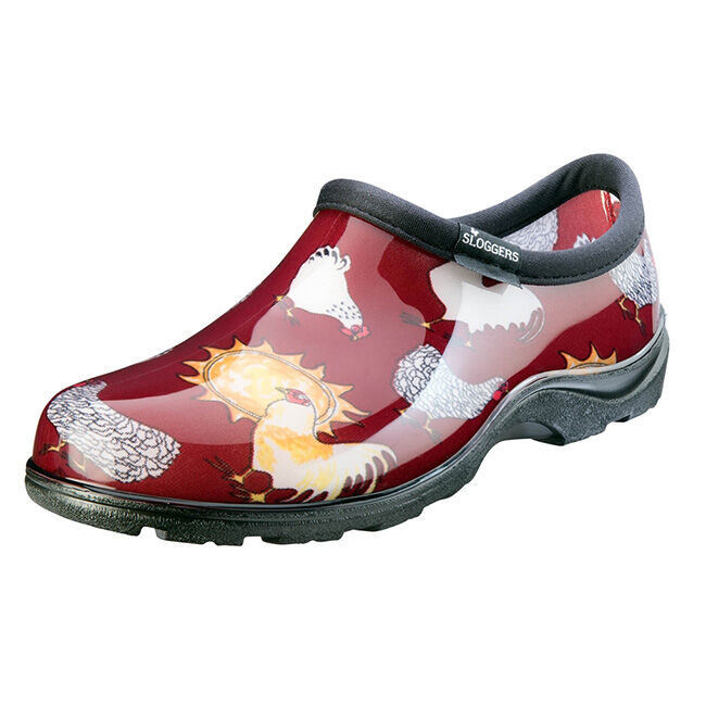 Sloggers Women's Rain & Garden Shoe - Barn Red Chickens image number null