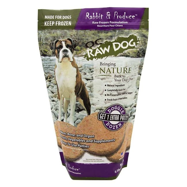 OC Raw Frozen Raw Dog Food Patties - Rabbit & Produce Recipe image number null