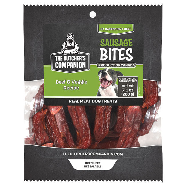 The Butcher's Companion Real Meat Pet Treats - Beef & Veggie Recipe Sausage - 7.1 oz image number null