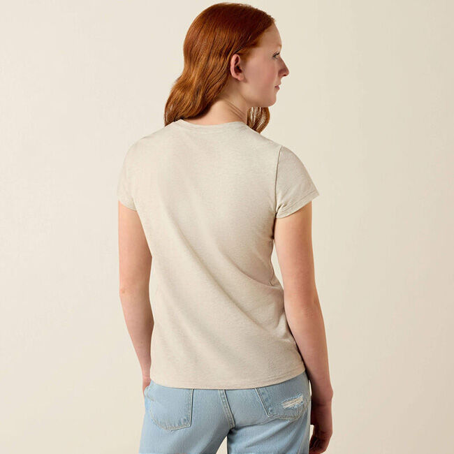 Ariat Girl's Floral Leap T-Shirt - Oatmeal image number null