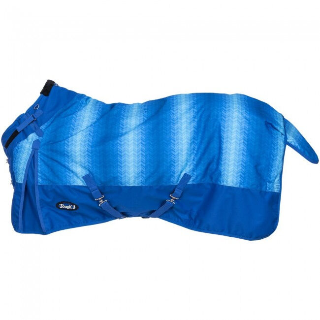 Tough1 1200D Chevron Turnout Blanket with Snuggit Neck Blue image number null