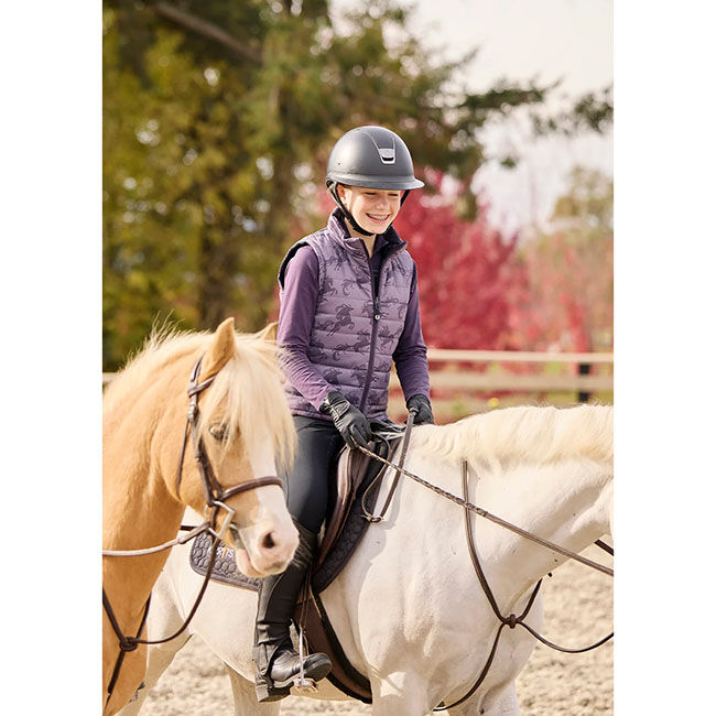 Kerrits Kids' Pony Parade Reversible Quilted Riding Vest - Elderberry/Thistle Horse image number null