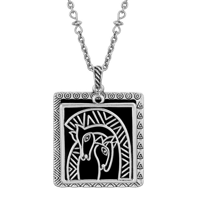 Laurel Burch Studios Necklace - Embracing Horses - Black image number null