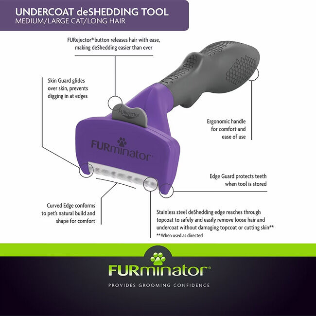 FURminator Undercoat deShedding Tool for Medium/Large Cats with Long Hair image number null