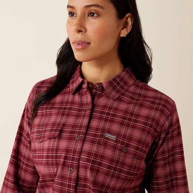 Ariat Women's Rebar Flannel DuraStretch Work Shirt - Windsor Wine image number null