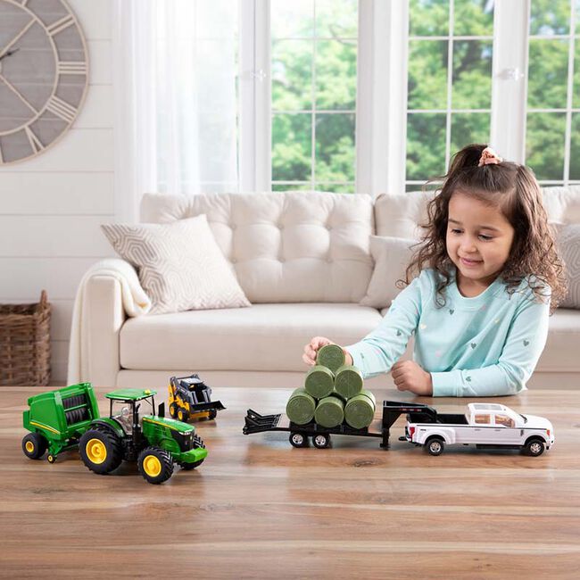 TOMY John Deere 1:32 Scale Round Bale Haying Set image number null