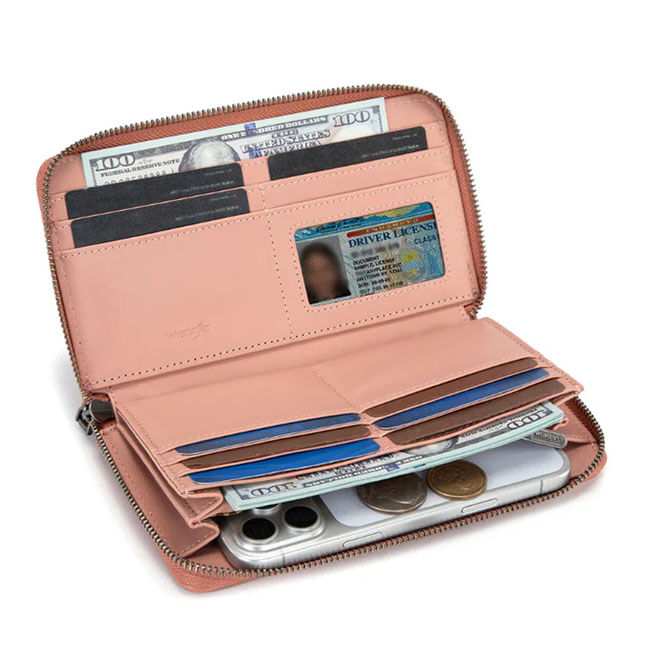 Wrangler Aztec Studded Wristlet Wallet - Pink image number null