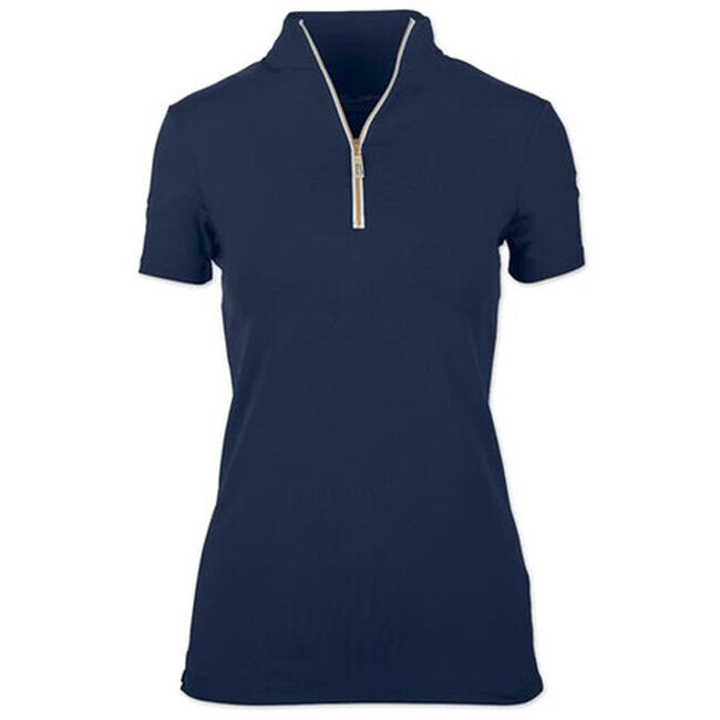 Tailored Sportsman Women's Short Sleeve IceFil Zip Top Shirt - Navy/White/Gold image number null