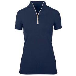 Tailored Sportsman Women's Short Sleeve Icefil Zip Top Shirt - Navy/White/Gold