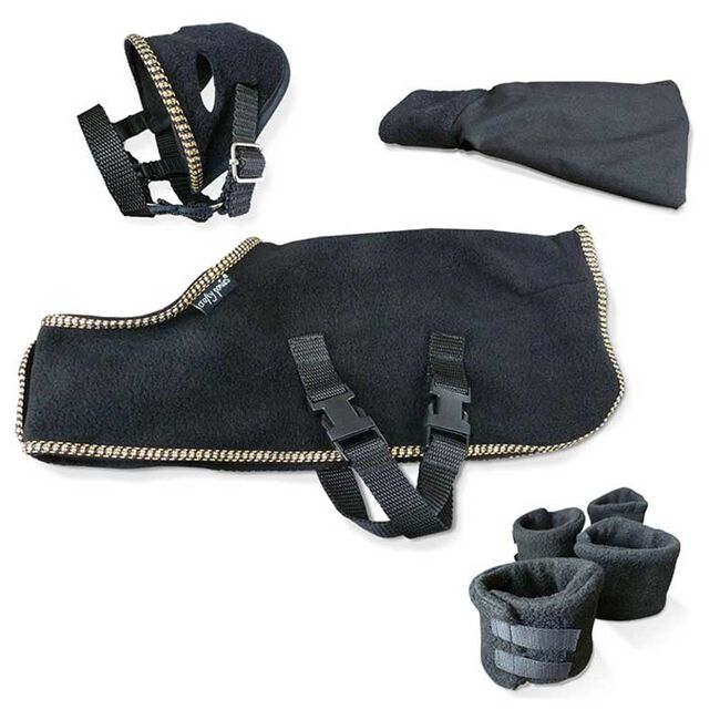 Crafty Ponies Black Fleece Show Rug Set with Gold Braid image number null