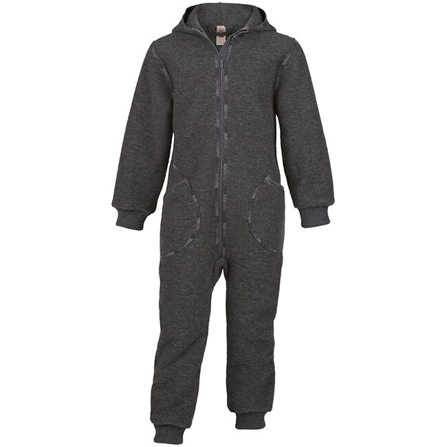Engel Baby Boiled Wool Hooded Overall With Zipper - Charcoal image number null