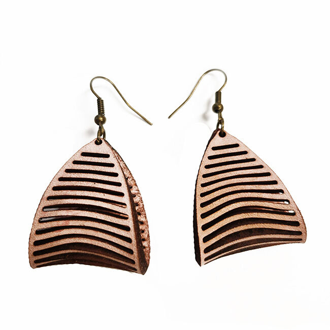 Willow & Birch Earrings - Abstract Leather - Light Pink image number null