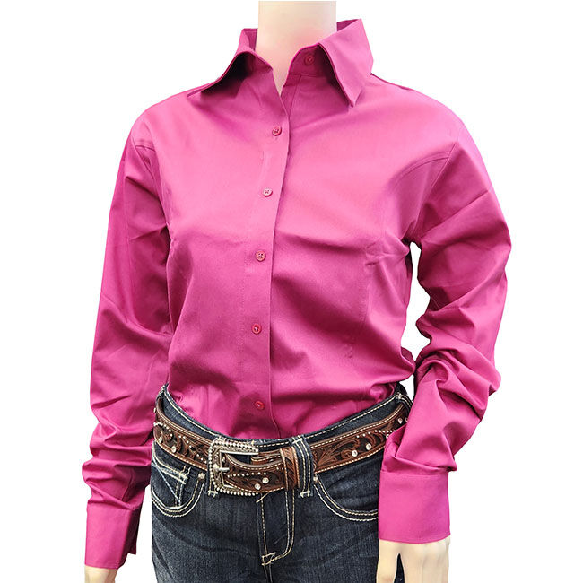 RHC Equestrian Women's Sateen Concealed Zipper Show Shirt - Raspberry image number null