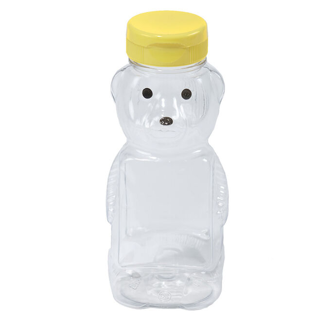 12 Ounce Plastic Bear Bottle case of 12 Bottles with Lids image number null