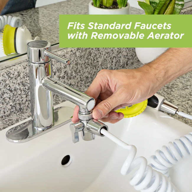 Wondurdog Indoor Dog Wash - Sink Attachment with Splash Shield Brush image number null