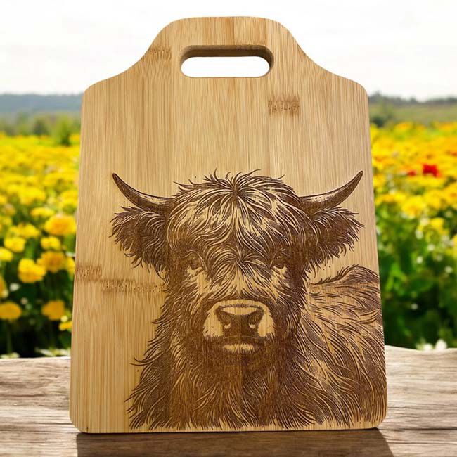 The Krafty Equestrian Cutting Board - Bamboo - Highland Cow image number null