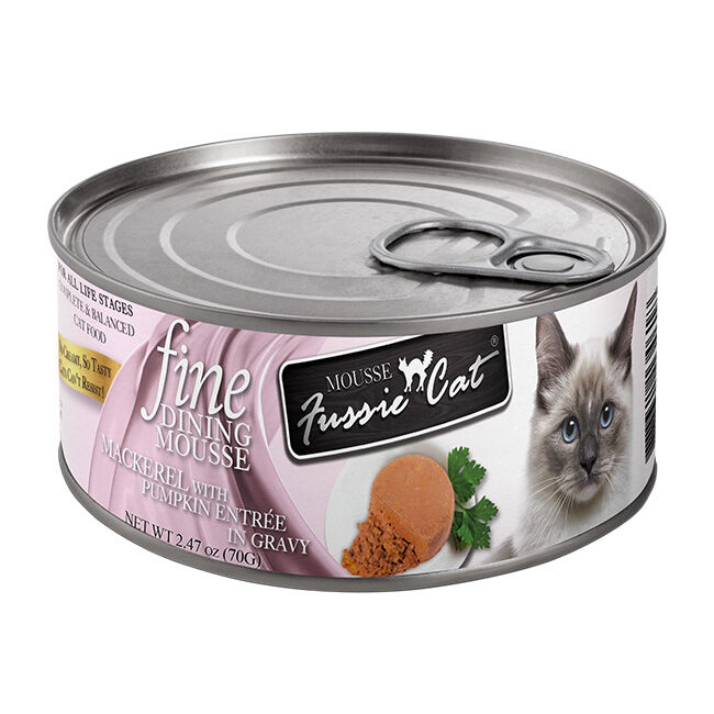 Fussie Cat Fine Dining Mousse - Mackerel with Pumpkin Entree in Gravy - 2.47 oz image number null