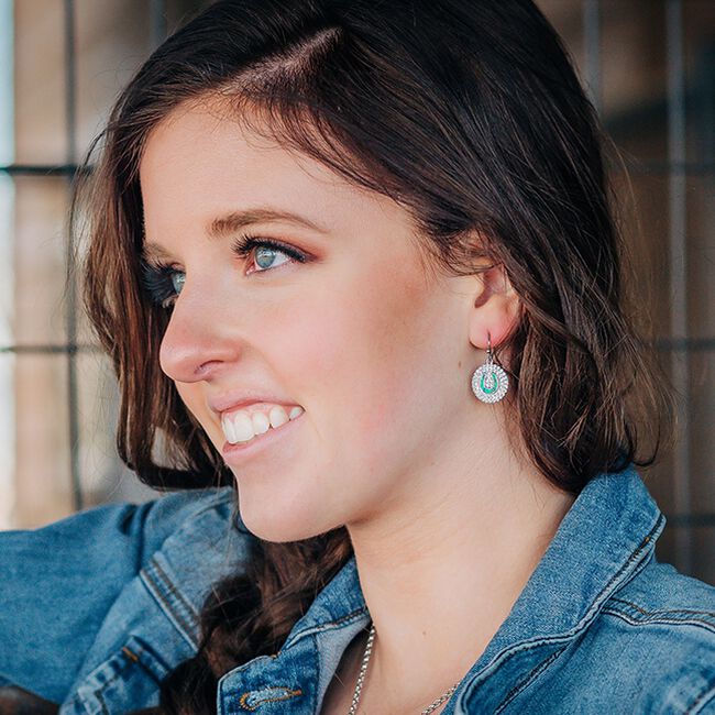 Montana Silversmiths Medallion Horseshoe Opal Earrings image number null