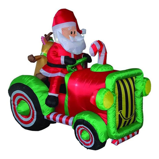 Ace Hardware Inflatable Christmas Lawn Decoration - Santa with Tractor image number null