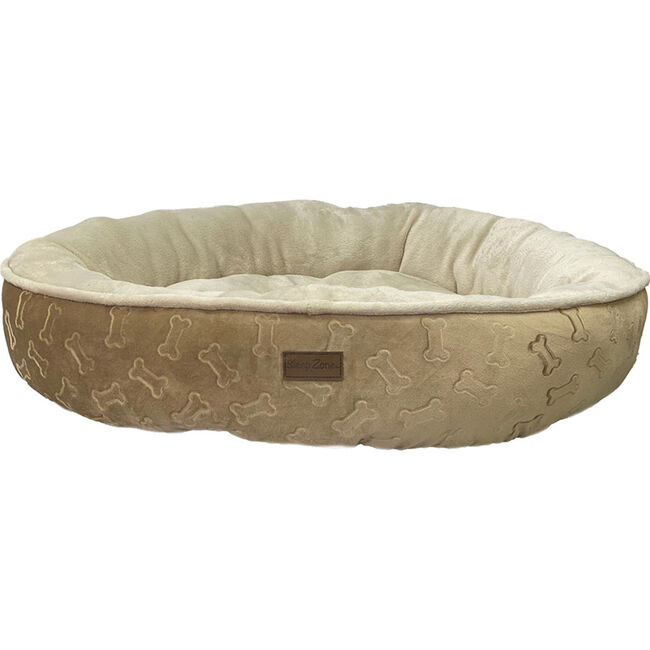 Ethical Pet Sleep Zone Embossed Bone Round Pet Bed, Tan image number null