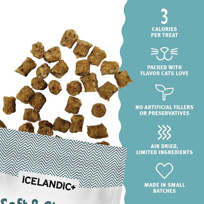 Icelandic+ Soft & Chewy Bites for Cats - Trout, Raspberry & Kelp Recipe - 1.8 oz image number null