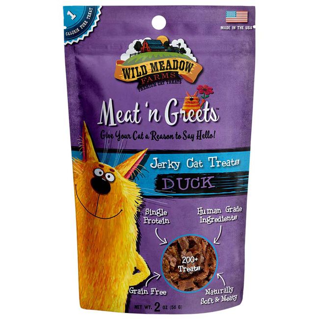 Wild Meadow Farms Meat 'N Greets Jerky Cat Treats - Duck - 2 oz image number null