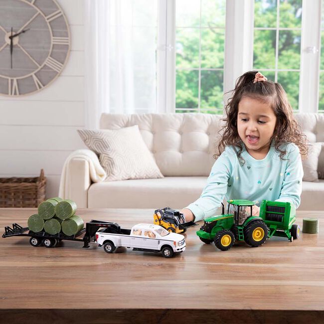 TOMY John Deere 1:32 Scale Round Bale Haying Set image number null