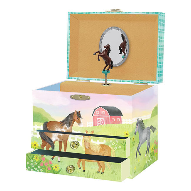 Giggle & Honey 2-Drawer Musical Jewelry Box - Dancing Horse image number null