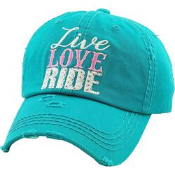 AWST International Cap - Live, Love, Ride - Turquoise - Closeout