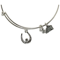Finishing Touch of Kentucky Imitation Rhodium Finish Horseshoe Bangle Bracelet