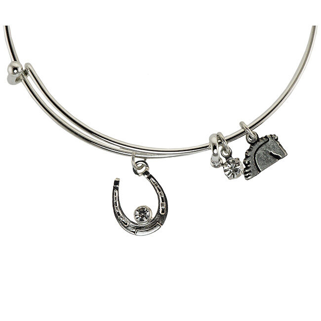 Finishing Touch of Kentucky Imitation Rhodium Finish Horse Shoe Bangle Bracelet image number null