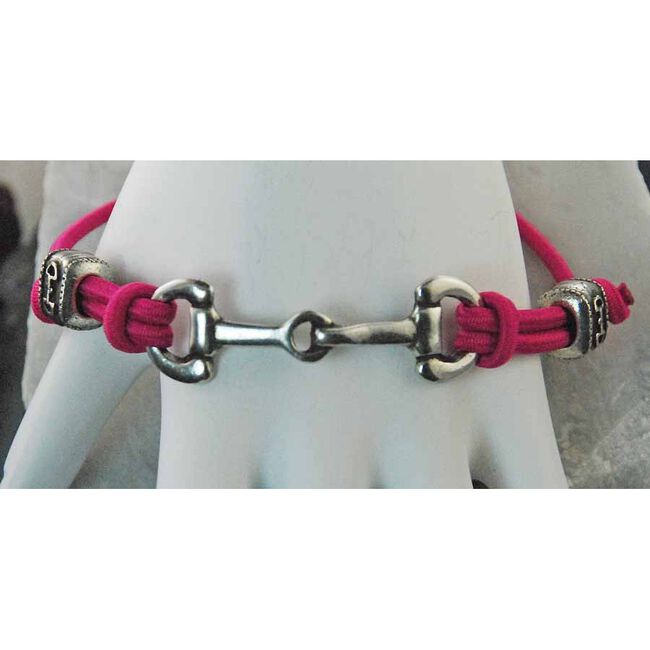 Finishing Touch of Kentucky Retro Silver Snaffle Bit Bungee Bracelet Navy image number null