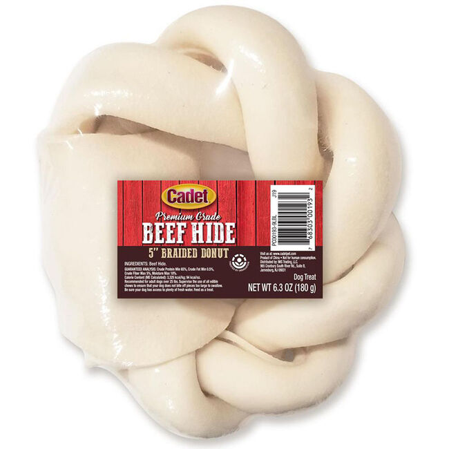 Cadet 5" Rawhide Braided Donut Dog Chew Treat image number null