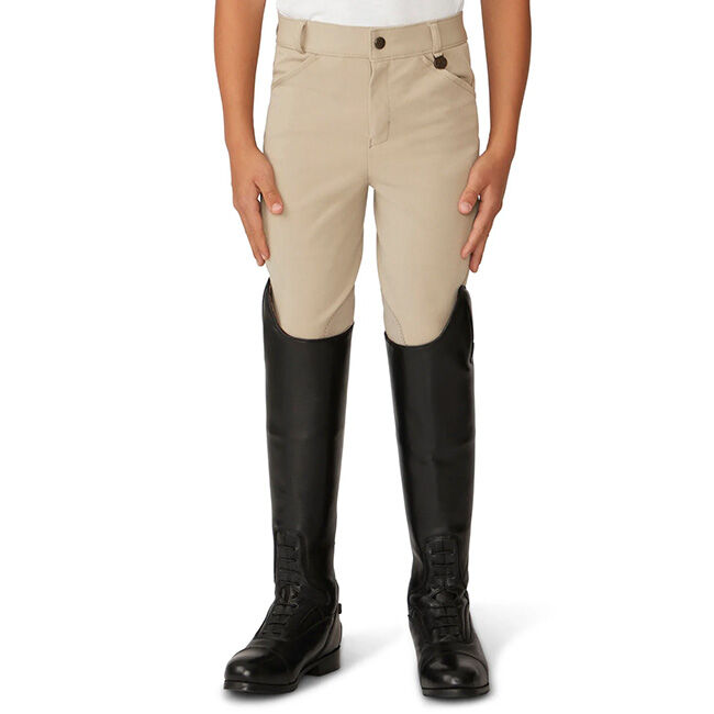 Ovation Boy's EuroWeave DX Suede Knee Patch Breech - Natural Beige image number null