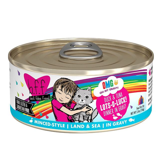 Weruva BFF OMG Lots-O-Luck! Duck & Tuna Dinner in Gravy Canned Cat Food 5.5 oz image number null