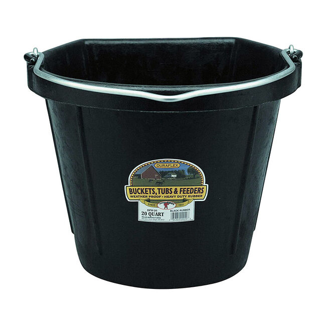 DuraFlex 5 Gallon Rubber Flatback Bucket-Black image number null