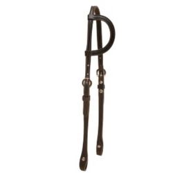 Tory Leather 5/8” Double & Stitched Sliding Ear Headstall with Chicago Screw Bit Ends & Buckles - Black