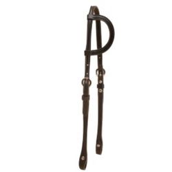 Tory Leather 5/8” Double & Stitched Sliding Ear Headstall with Chicago Screw Bit Ends and Buckles - Black