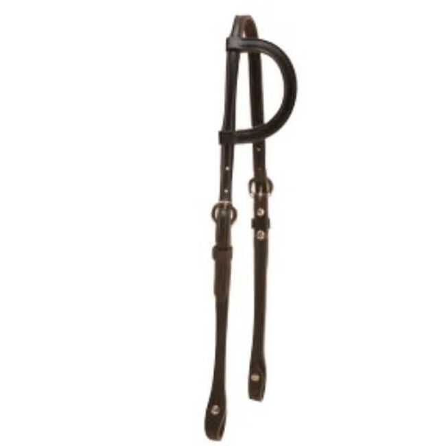 Tory Leather 5/8” Double & Stitched Sliding Ear Headstall with Chicago Screw Bit Ends and Buckles - Black image number null