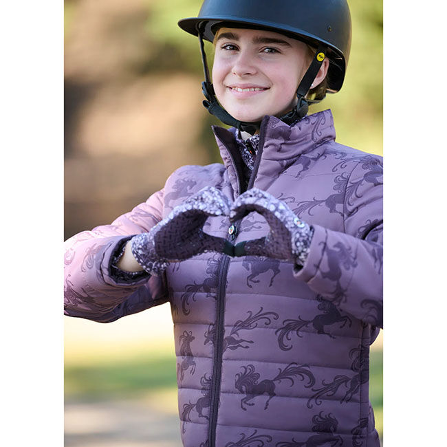 Kerrits Kids' Pony Parade Reversible Quilted Riding Jacket - Elderberry/Thistle Horse image number null