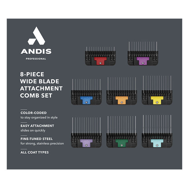 Andis Wide Blade Combs - 8-Piece Set image number null