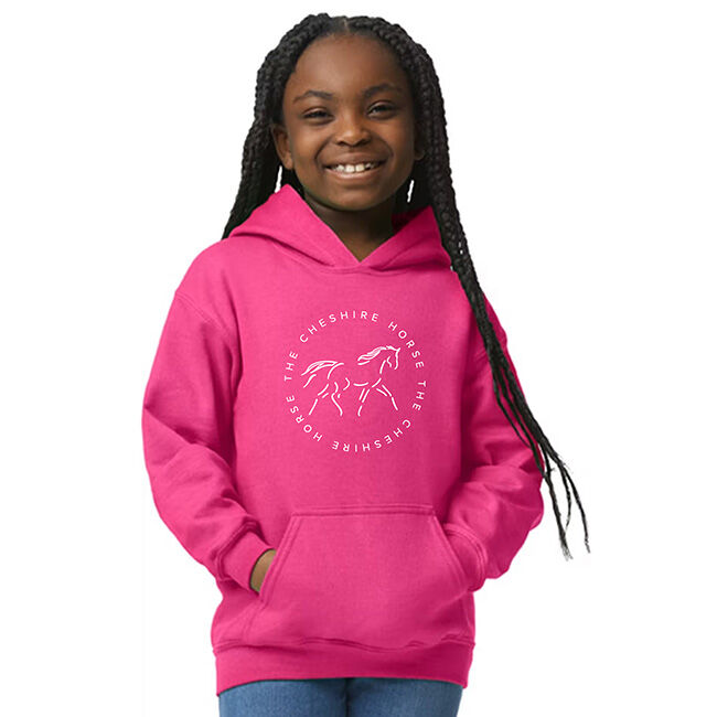 The Cheshire Horse Kids' Round Logo Hoodie - Pink image number null