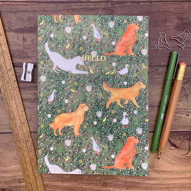 Samantha Hall Designs A5 Lined Notebook - Golden Retriever image number null