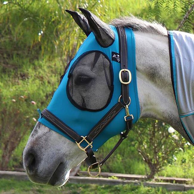 Professional's Choice Comfort Fit Lycra Fly Mask - Pacific Blue image number null