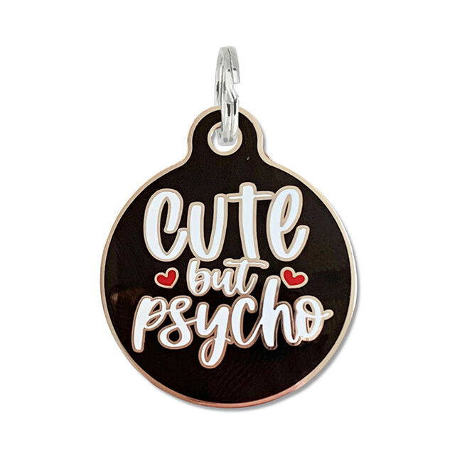 Bad Tags Dog ID Tag - Cute but Psycho - Black image number null